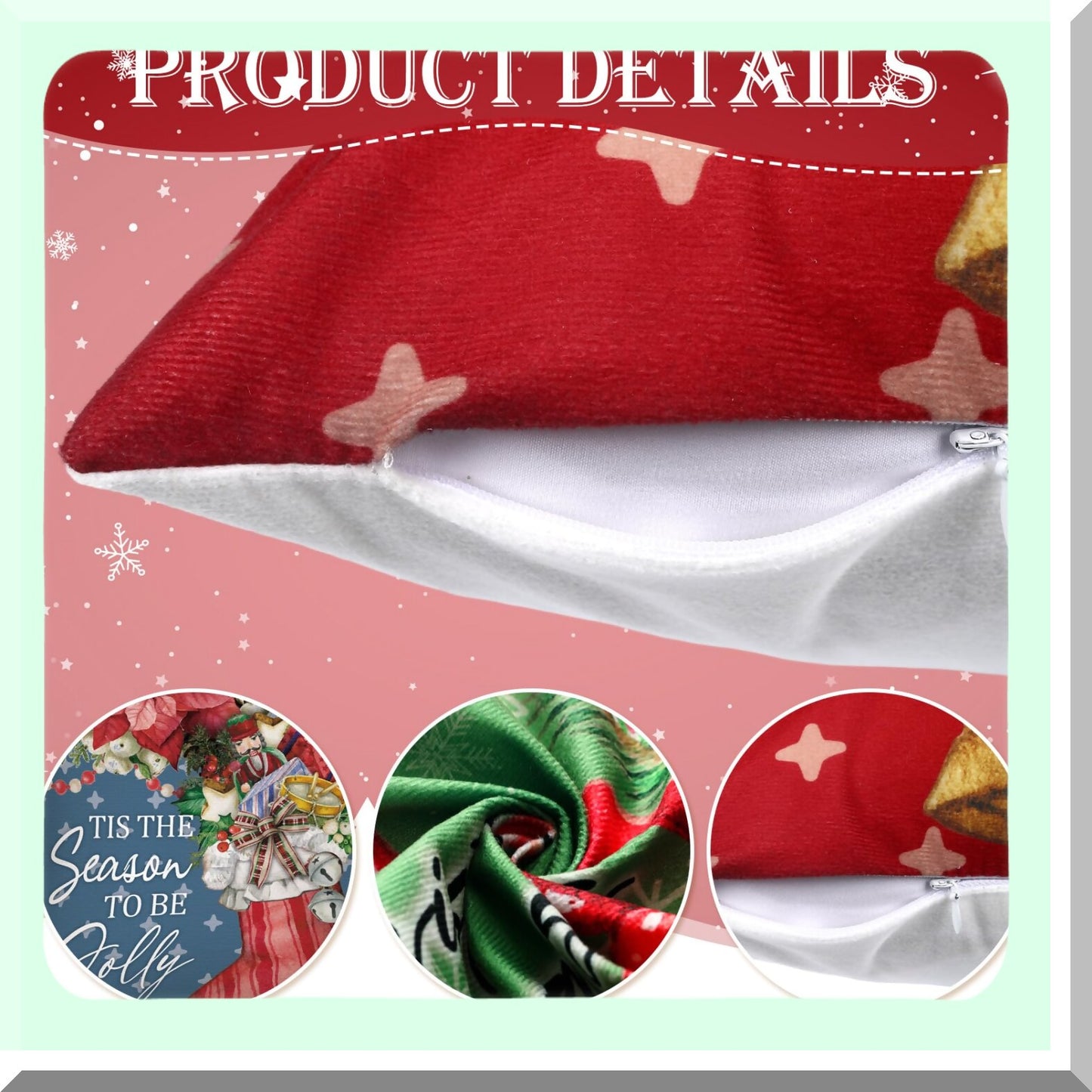 Vintage Holiday Snowman Deer Pillow Covers Set - Traditional Victorian Style Snowflake Candy Cane Decorations for Living Room Couch - 12pcs 18" x 18"