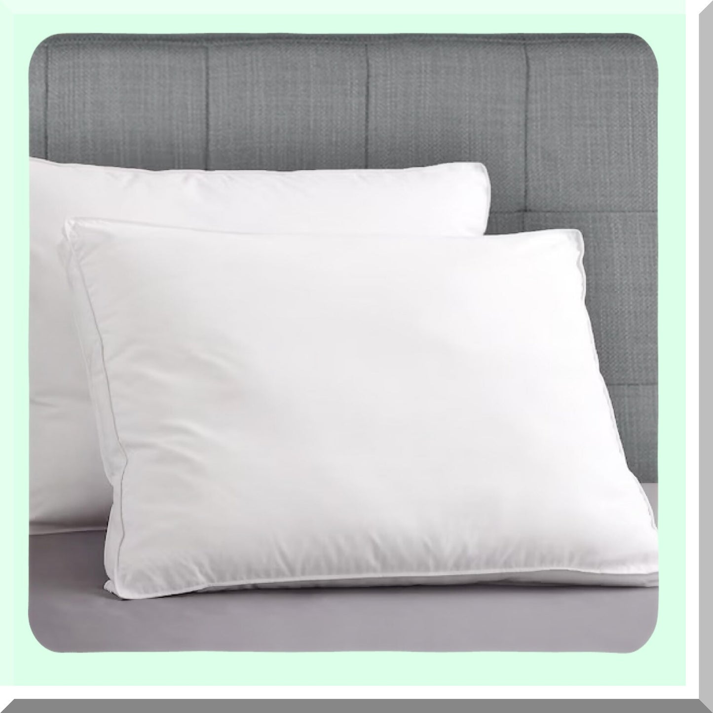 Luxury Cotton Shell Queen Size Down Alternative Pillow with Gusset - Hotel Quality White Piping - 20x29 Inches - Premium Comfort for Home & Guests