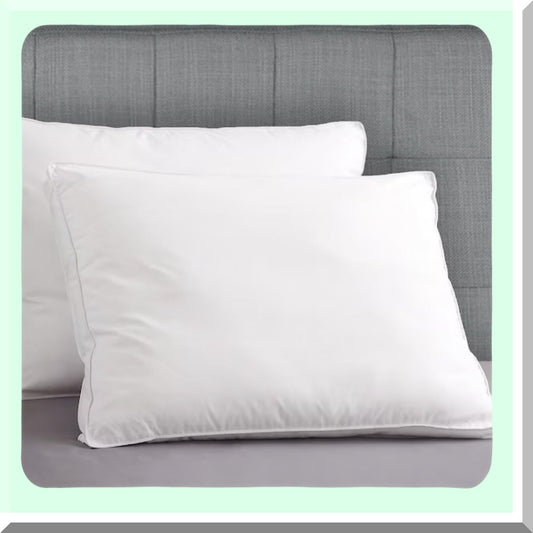 Luxury Cotton Shell Queen Size Down Alternative Pillow with Gusset - Hotel Quality White Piping - 20x29 Inches - Premium Comfort for Home & Guests