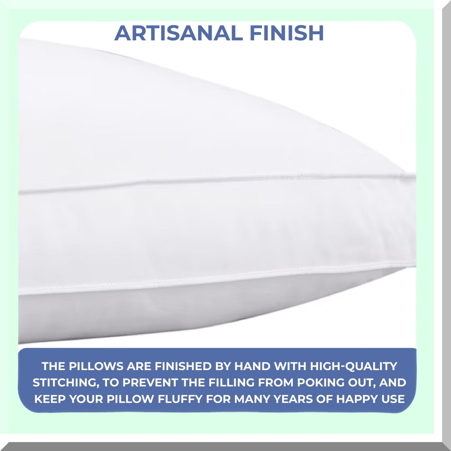 Luxury Cotton Shell Queen Size Down Alternative Pillow with Gusset - Hotel Quality White Piping - 20x29 Inches - Premium Comfort for Home & Guests