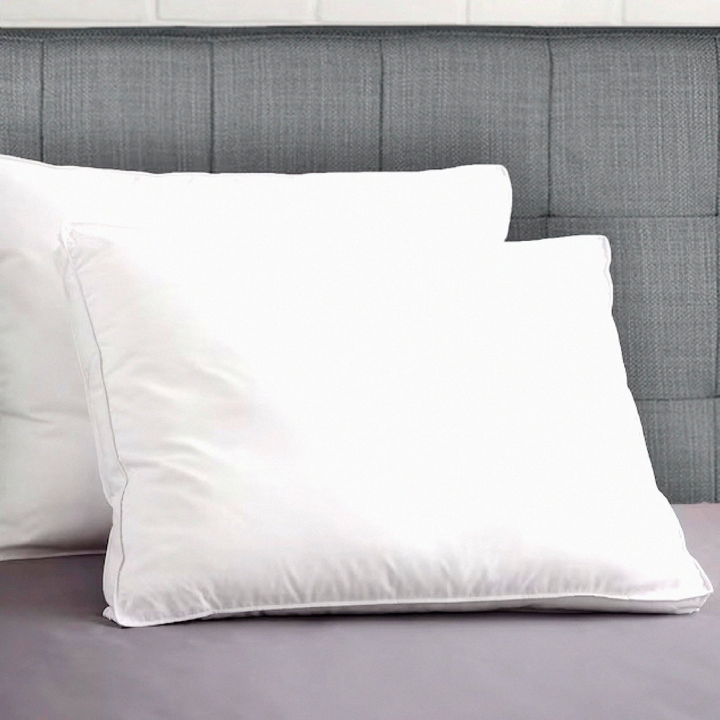 Luxury Cotton Shell Queen Size Down Alternative Pillow with Gusset - Hotel Quality White Piping - 20x29 Inches - Premium Comfort for Home & Guests