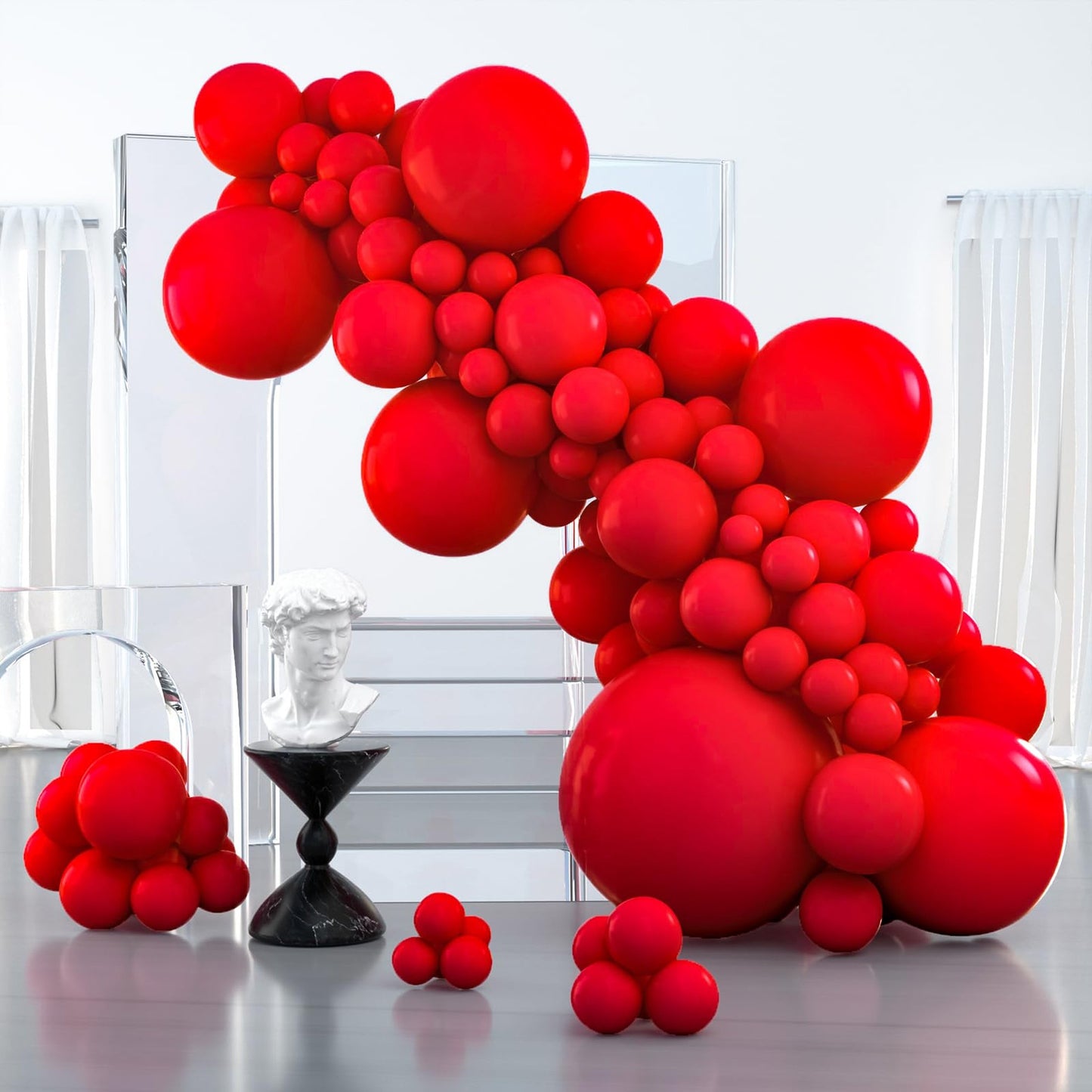 Red Balloons Pack of 127 in Various Sizes for Party Decorations