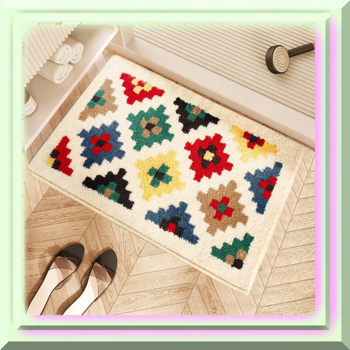 Buffalo Plaid Microfiber Bath Mat 19.6 x 31.5 Inches