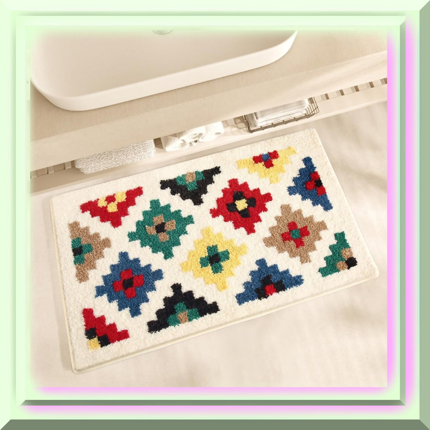 Buffalo Plaid Microfiber Bath Mat 19.6 x 31.5 Inches