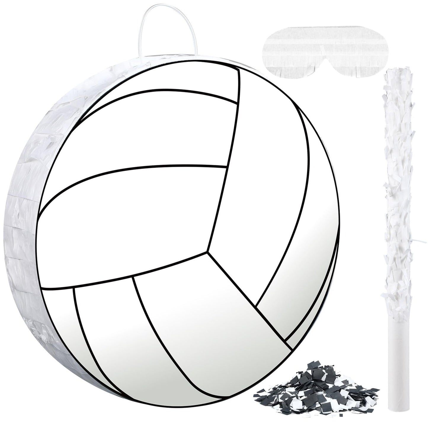 Sporty Smash Volleyball Pinata - 15.6 x 15.6" Birthday Party Game Set with Stick & Blindfold - Sports Themed Party Supplies & Decorations