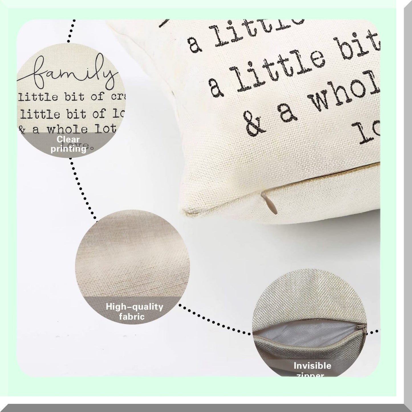 Rustic Farmhouse Inspirational Quote Pillow Covers - Winter Decorative Cushion Case for Sofa Couch - Family Crazy Home Decor Gifts 18x18