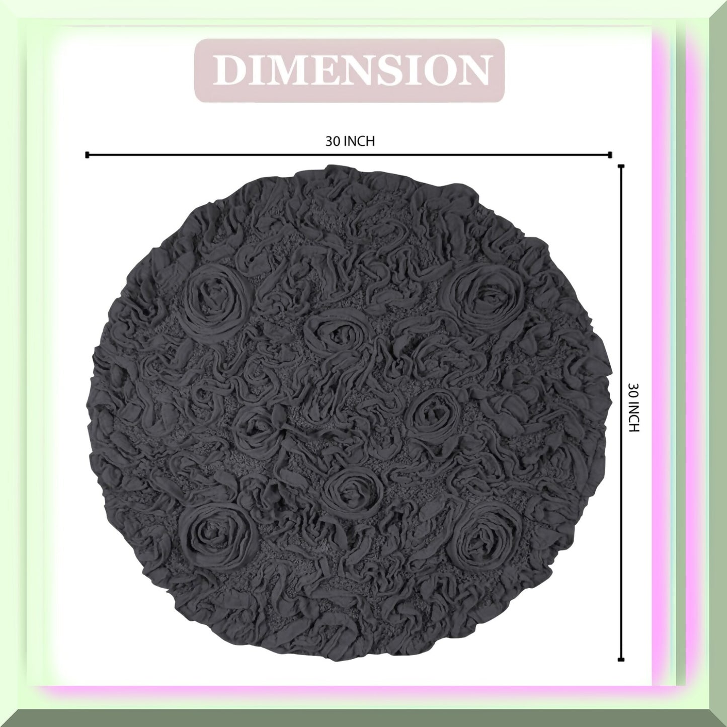 100% Cotton Round Gray Bath Rug 30"