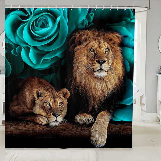 Teal Turquoise Rose Bathroom Shower Curtain 72x72