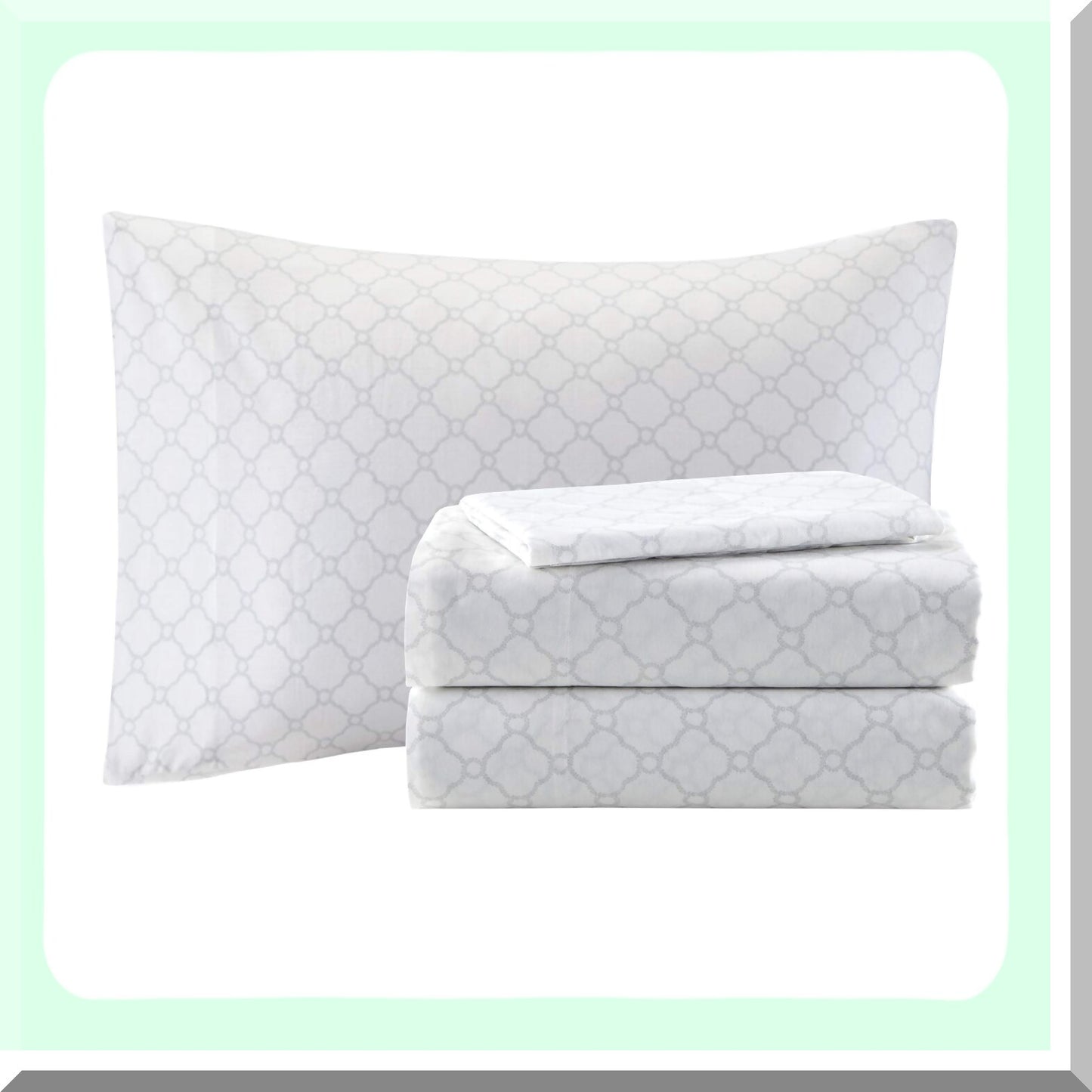 Floral Medallion Damask Comforter Set - Twin Size 7 Piece Bedding Bundle with Cotton Sheets, Decorative Pillow - Purple/Gray All Season Cover