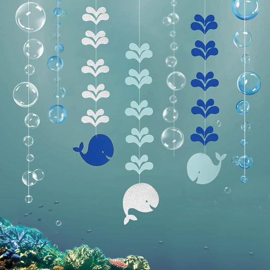 Blue Whale Bubble Garland for Ocean Party Decorations