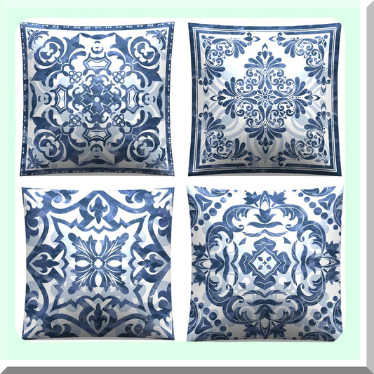 Vintage Boho Square Pillowcase Set - Decorative Cushion Covers for Bedroom, Sofa, Couch, Chair, Car - Home Decor Pillows 18 x 18 - Pack of 4