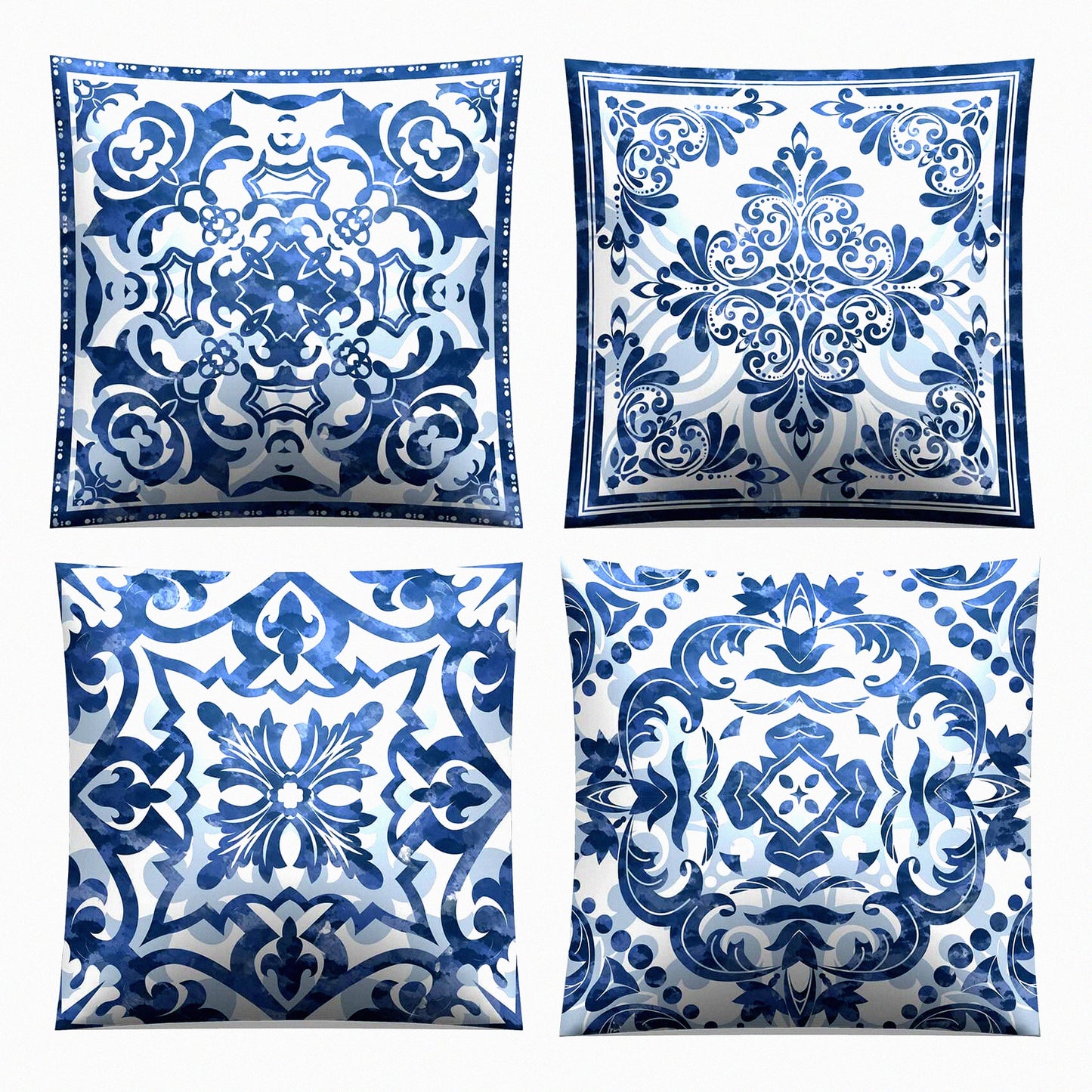 Vintage Boho Square Pillowcase Set - Decorative Cushion Covers for Bedroom, Sofa, Couch, Chair, Car - Home Decor Pillows 18 x 18 - Pack of 4