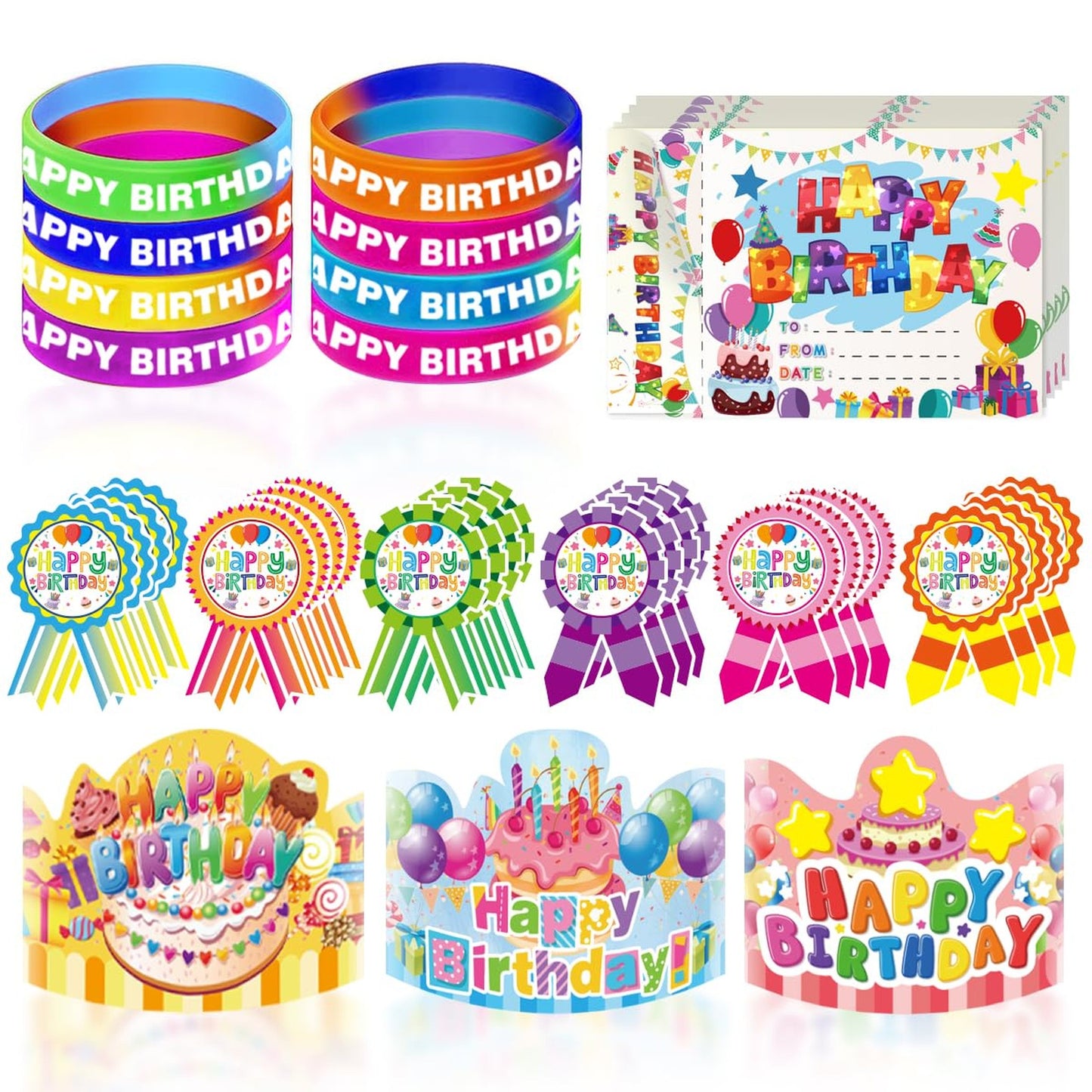 Birthday Bash Classroom Kit - 120pc Set with Hats, Stickers, Wristbands - Teacher & Kindergarten Party Supplies for VBS, School Celebrations