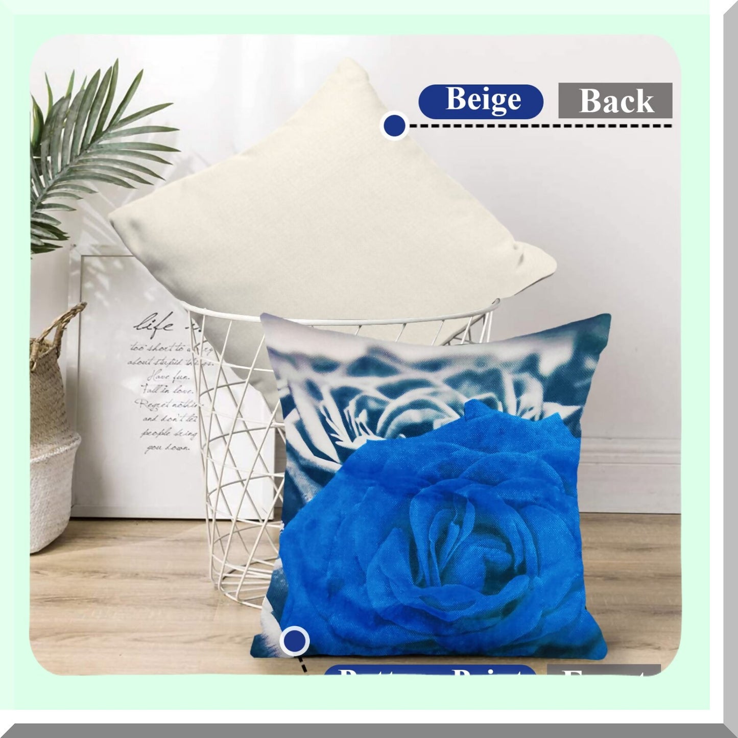 Blue Blossom Linen Pillow Covers - Set of 4 | Decorative Throw Pillow Cases for Couch, Bed, Living Room | Farmhouse Style 18x18 | Spring Summer Home Decor