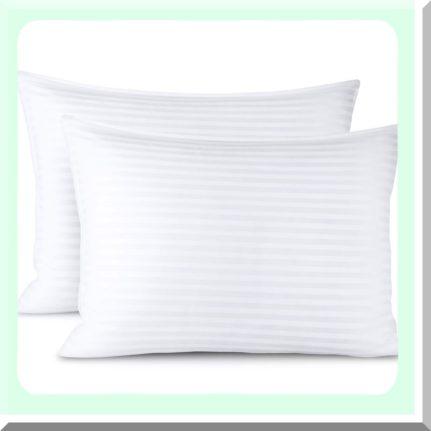 SleepWell Cotton Bliss Pillows - Queen Size Set of 2 | Down Alternative | Soft Poly Fiber Filling | White | 100% Cotton Covers | Bed Pillows for Sleeping