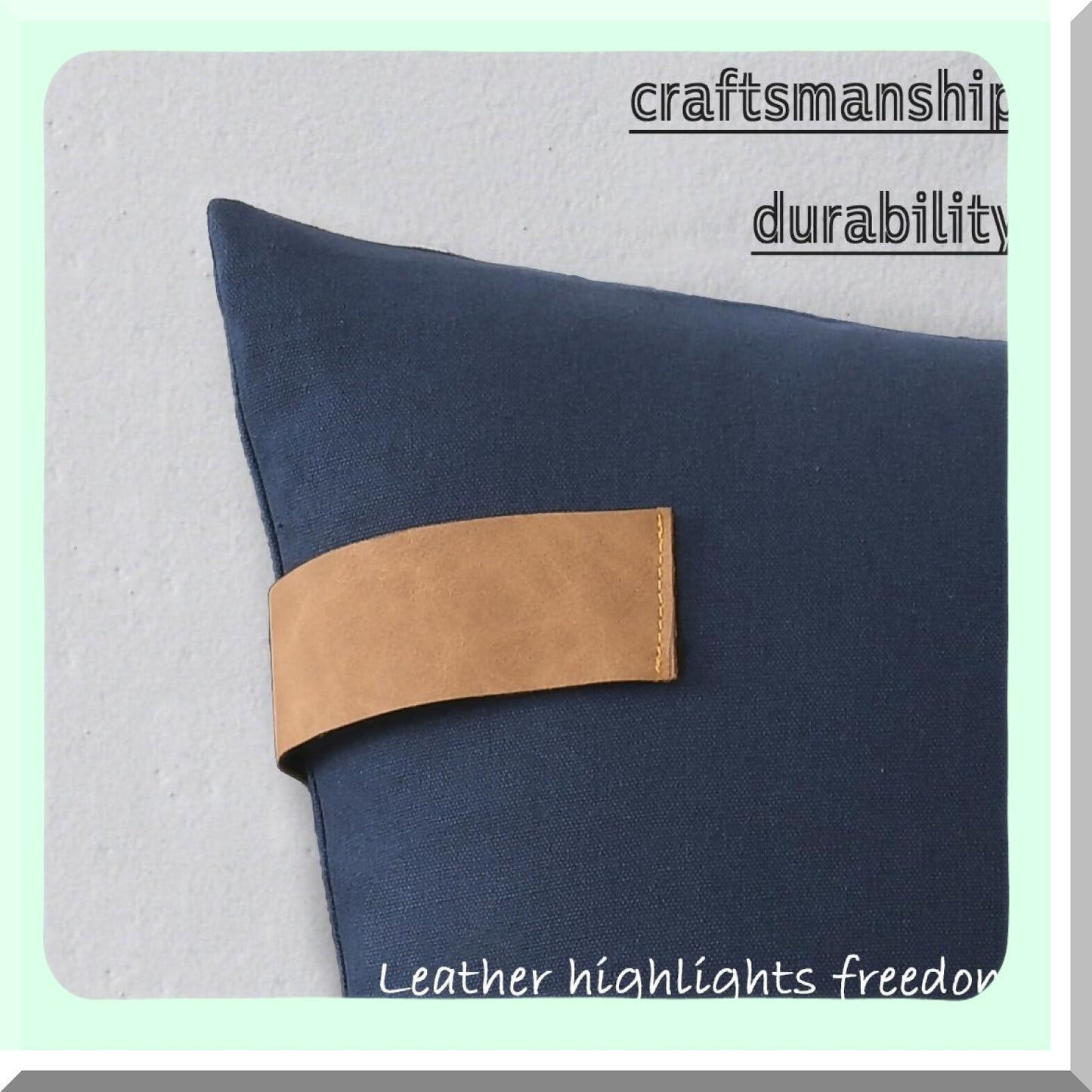 Cotton Farmhouse Decorative Pillow Covers - Set of 2 Soft Navy Throw Pillows for Couch & Outdoor Decoration, 18 x 18 Square