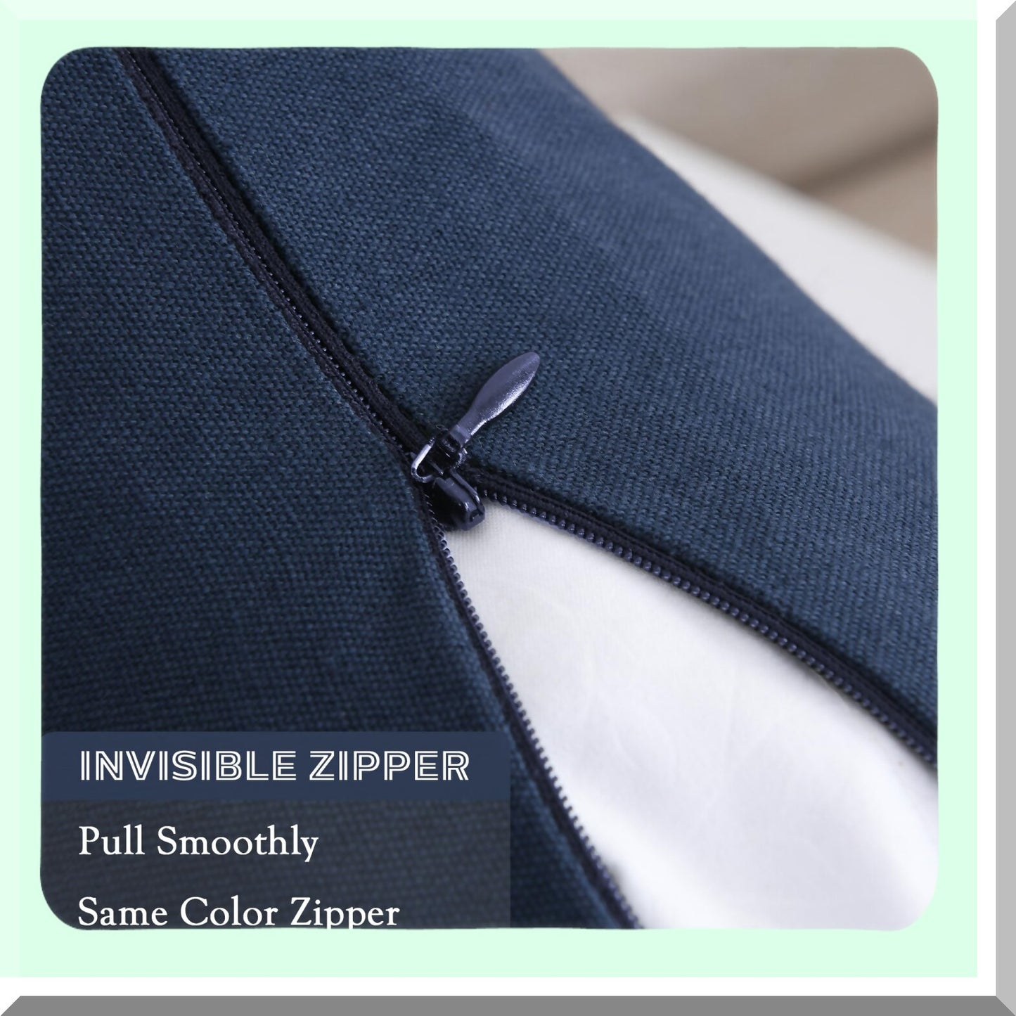 Cotton Farmhouse Decorative Pillow Covers - Set of 2 Soft Navy Throw Pillows for Couch & Outdoor Decoration, 18 x 18 Square