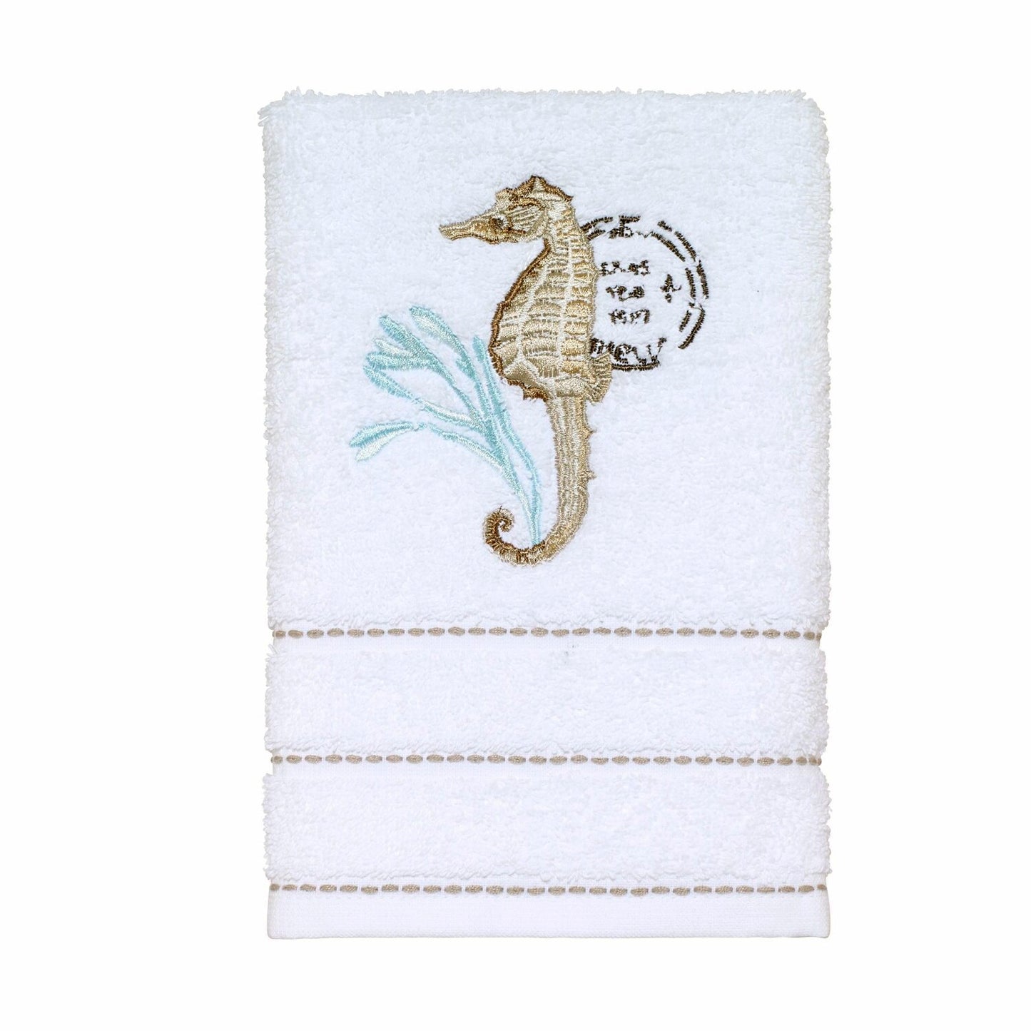 Hand Towel, White, Cotton, Shell Embroidery