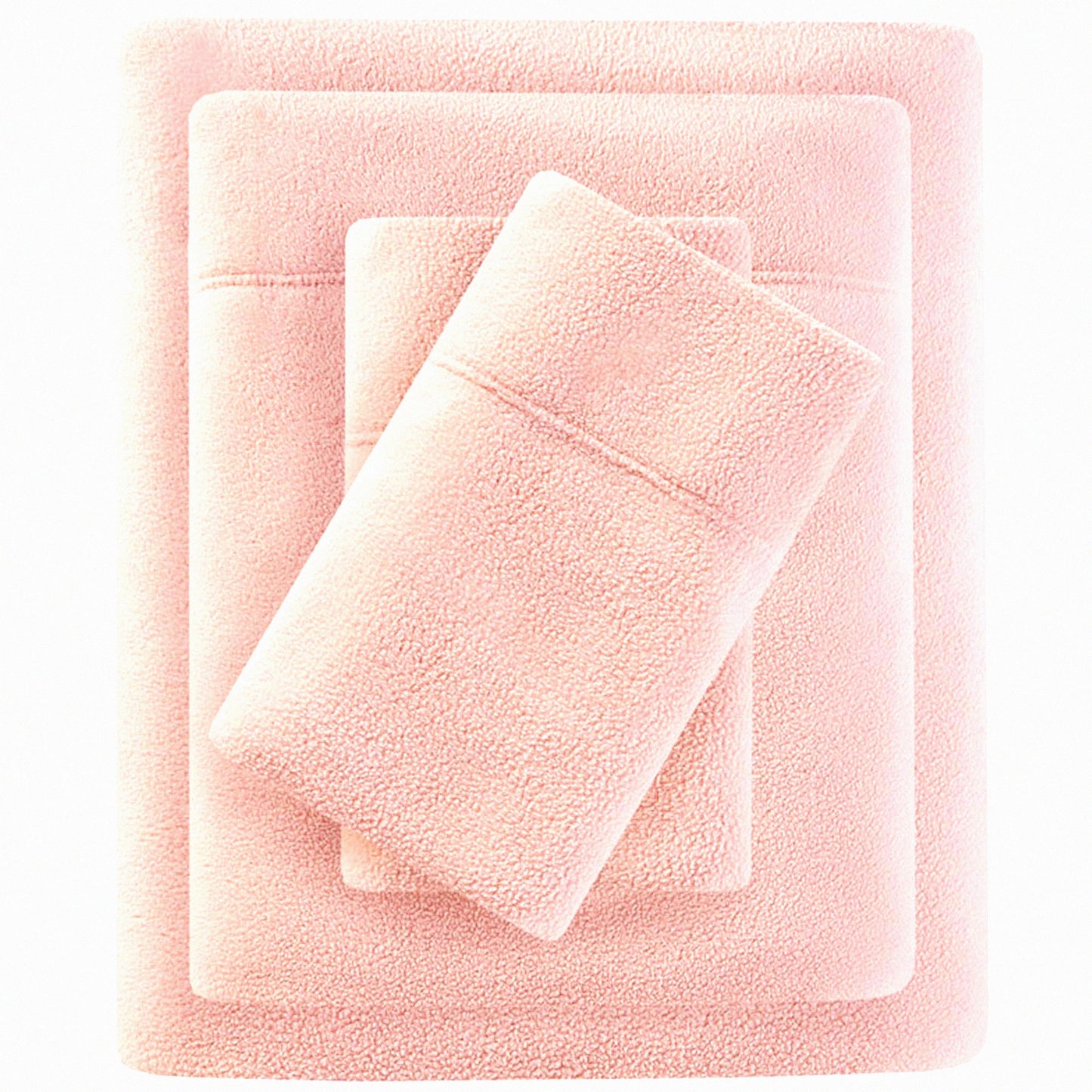 WinterDreams Plush Fleece Sheet Set - Queen Size - Cozy Bedding with Deep Pocket Fitted Sheets - Soft & Warm Microfiber Bed Set - Blush Color - 4 Piece Collection