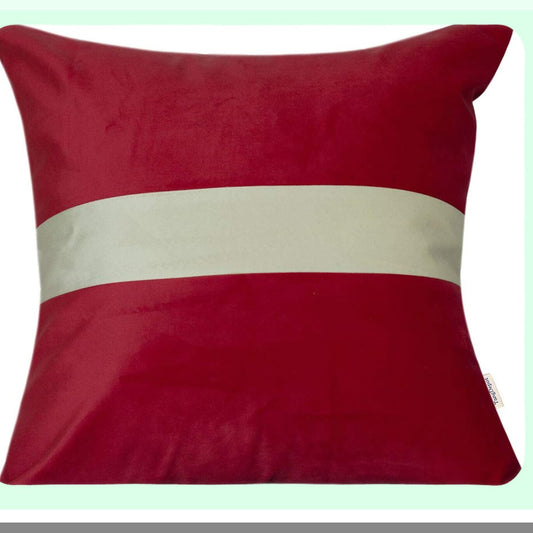 Luxury Velvet Stripe Pillow Covers - Set of 2 Decorative Cushion Cases, Soft Indoor/Outdoor Throw Pillows 18"x18" (Red)