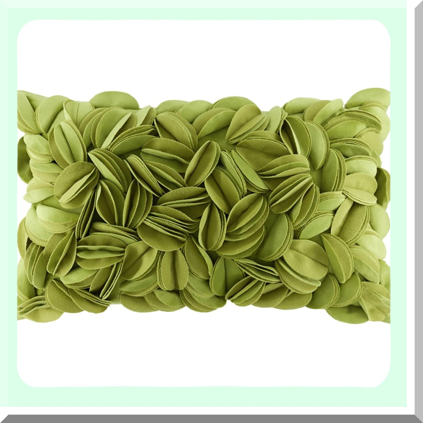 Velvet Green 3D Floral Pillowcase - Soft Cushion Cover for Bed Couch Sofa - Decorative Throw Pillow Cover - Living Room Decor - 12 x 20 Inches