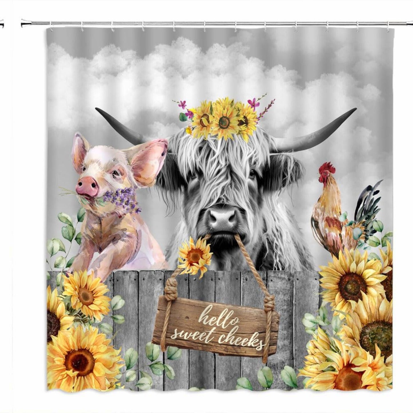 Highland Cow Shower Curtain 70x70 Inch