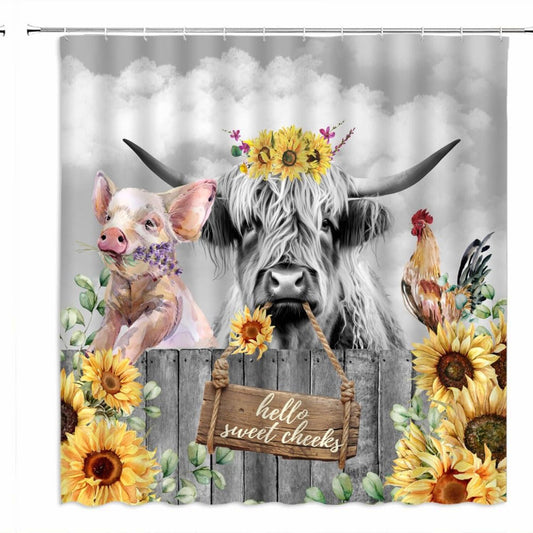 Highland Cow Shower Curtain 70x70 Inch