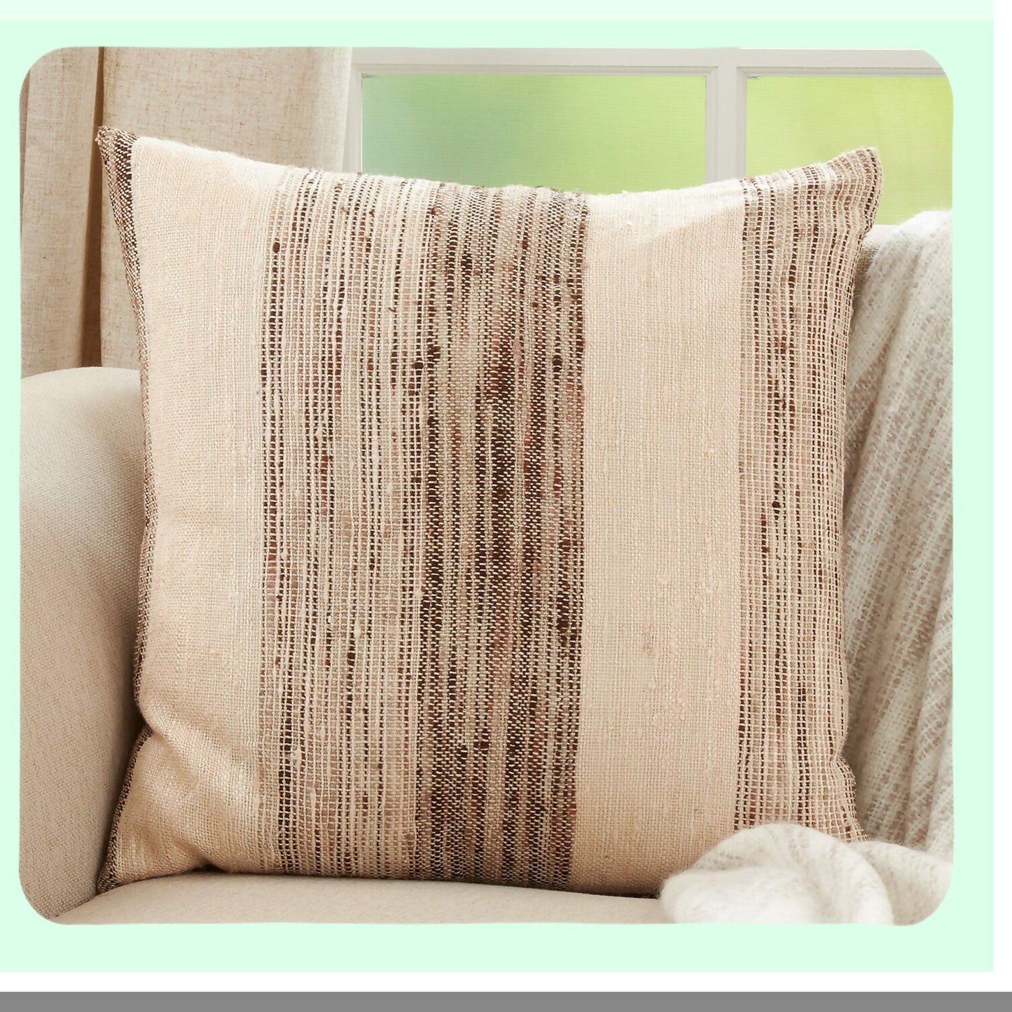 Luxury Grey Cotton Pillow Cover - Marguerite Collection - 20" x 20" - Soft & Stylish Banded Design - Premium Quality Home Decor Accessory