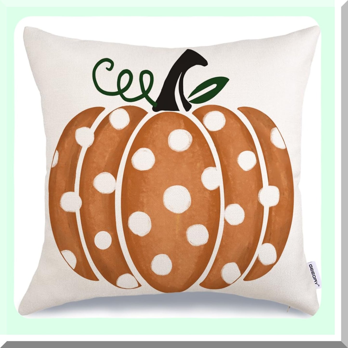 Polka Dots Pumpkin Fall Pillow Covers - Set of 2 16x16 Inch Throw Pillow Covers for Fall Decorations & Thanksgiving Party - Decorative Sofa Pillows