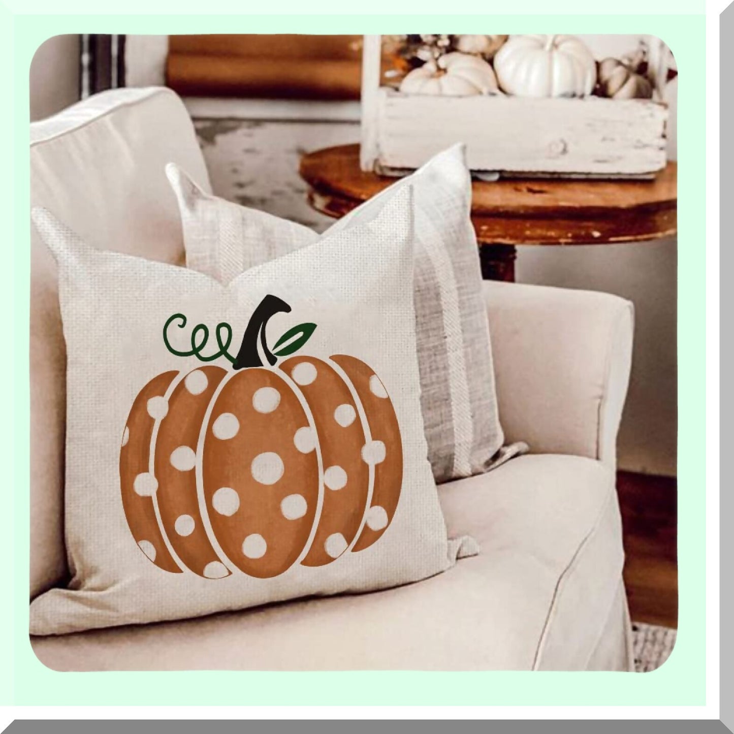 Polka Dots Pumpkin Fall Pillow Covers - Set of 2 16x16 Inch Throw Pillow Covers for Fall Decorations & Thanksgiving Party - Decorative Sofa Pillows