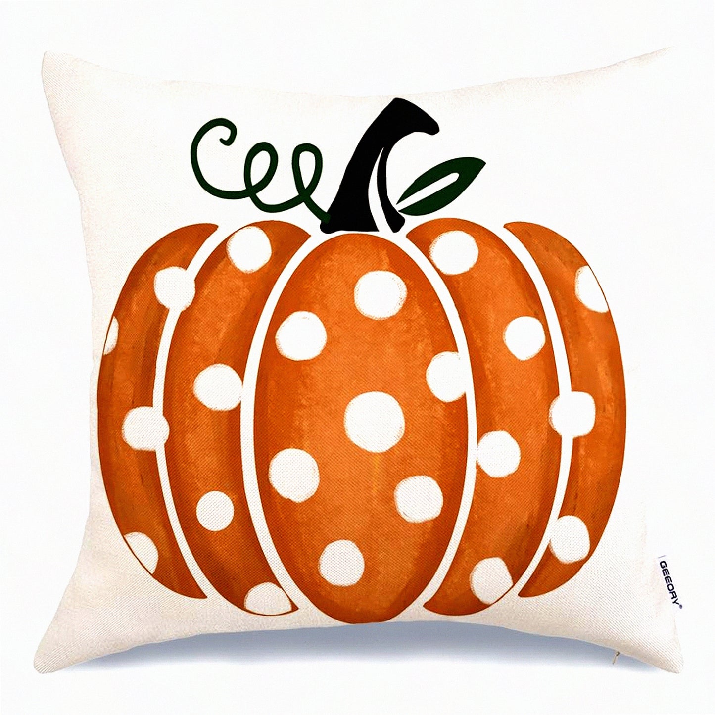 Polka Dots Pumpkin Fall Pillow Covers - Set of 2 16x16 Inch Throw Pillow Covers for Fall Decorations & Thanksgiving Party - Decorative Sofa Pillows