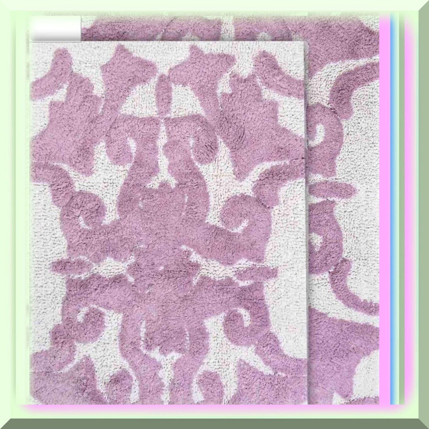 Iron Gate 2pc White Lilac Scroll Bath Rug Set