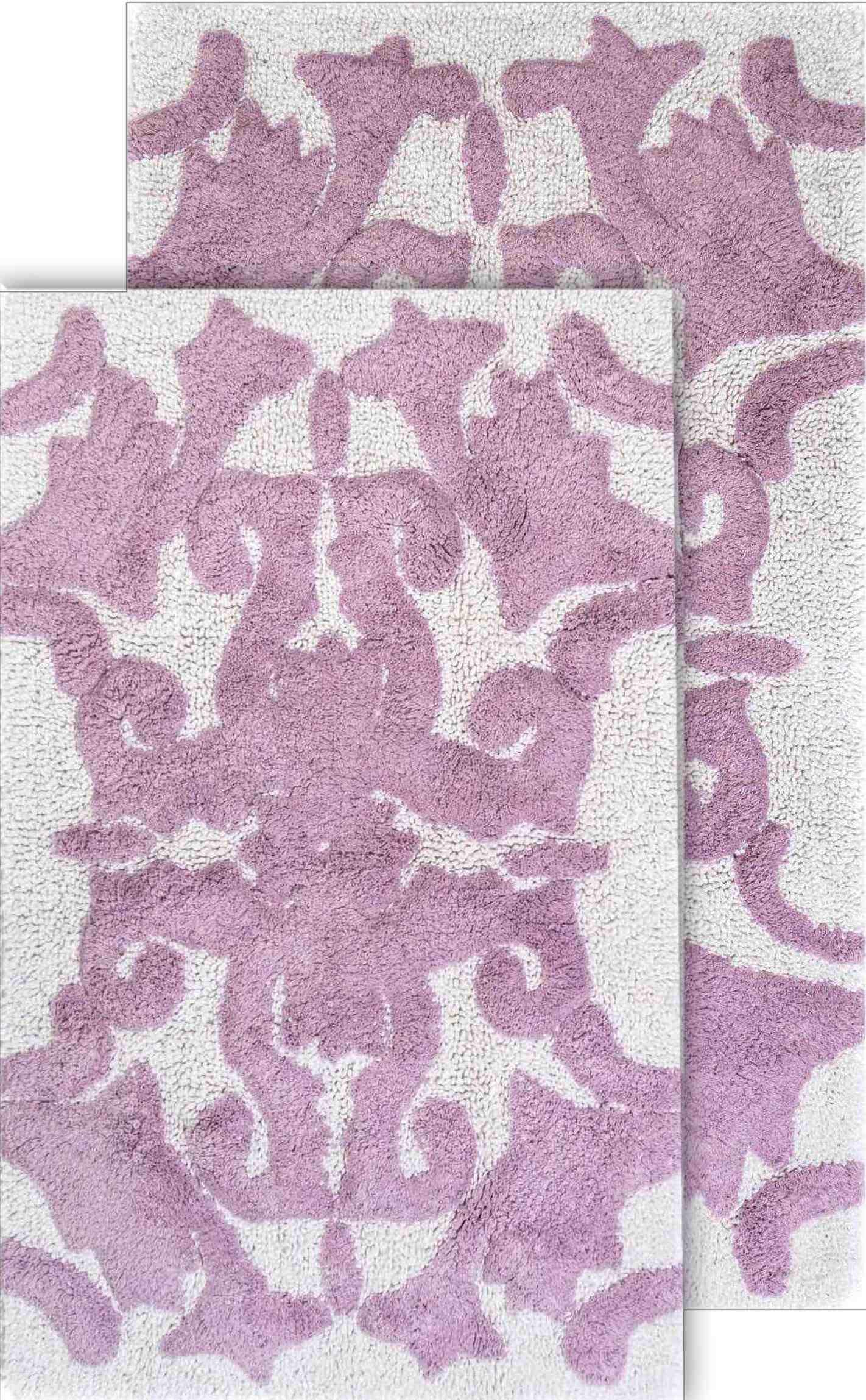 Iron Gate 2pc White Lilac Scroll Bath Rug Set