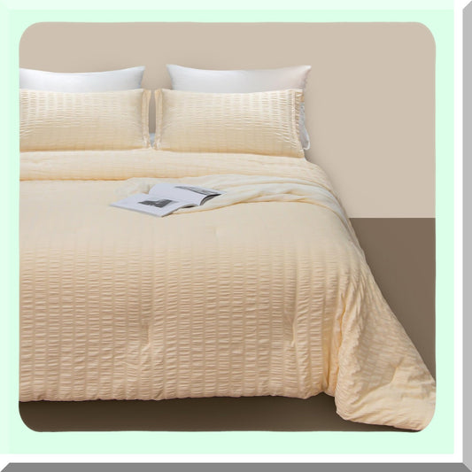 Luxury Bubble Comforter Set - 3 Piece Beige Bedding Set - Soft & Cozy - King Size 104" x 90" - Stylish Bedroom Decor - Premium Quality Materials