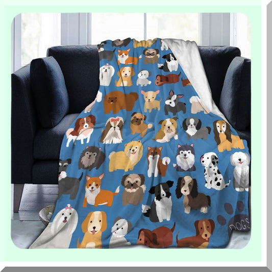 Puppy Pals Ultra Soft Fleece Blanket - All Season Cozy Throw for Bed, Chair, Car, Sofa, Couch, or Bedroom - 80"x60""