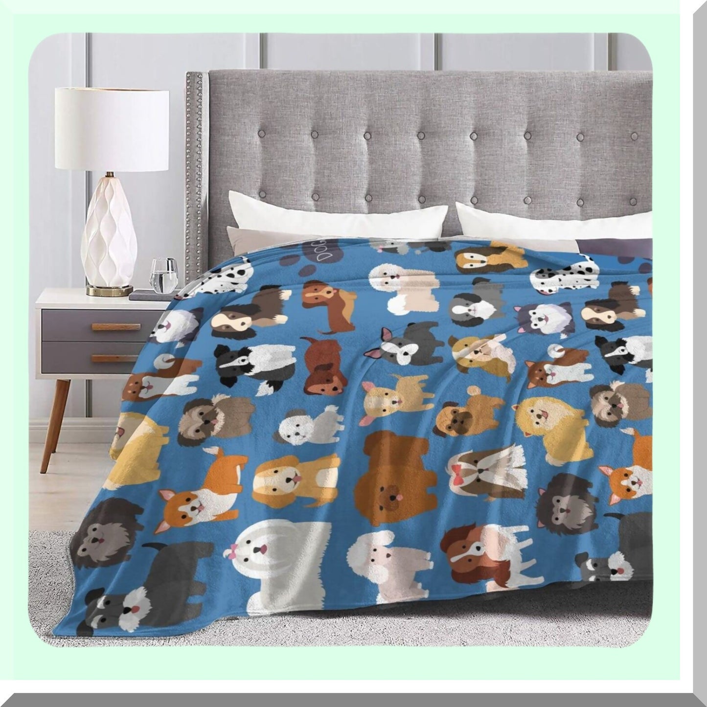 Puppy Pals Ultra Soft Fleece Blanket - All Season Cozy Throw for Bed, Chair, Car, Sofa, Couch, or Bedroom - 80"x60""