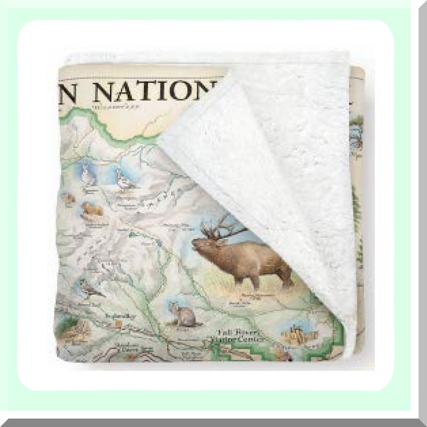 Rocky Mountain Adventure Map Fleece Blanket - Hand-Drawn Art, Soft & Cozy Throw for Couch, Perfect Unique Gift, 58"x50"