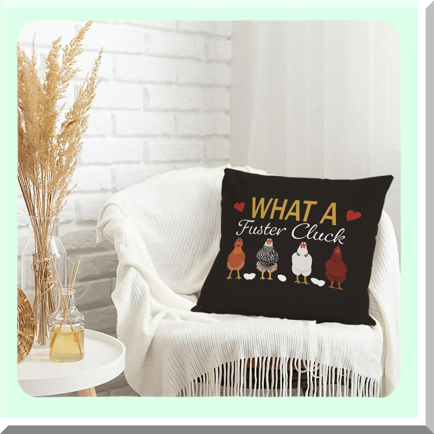 Cluckin' Cozy Farmhouse Pillow Covers - Funny Chicken Theme Cushion Cases for 18x18 Throw Pillows - Quirky Farm Decor Accent Pieces