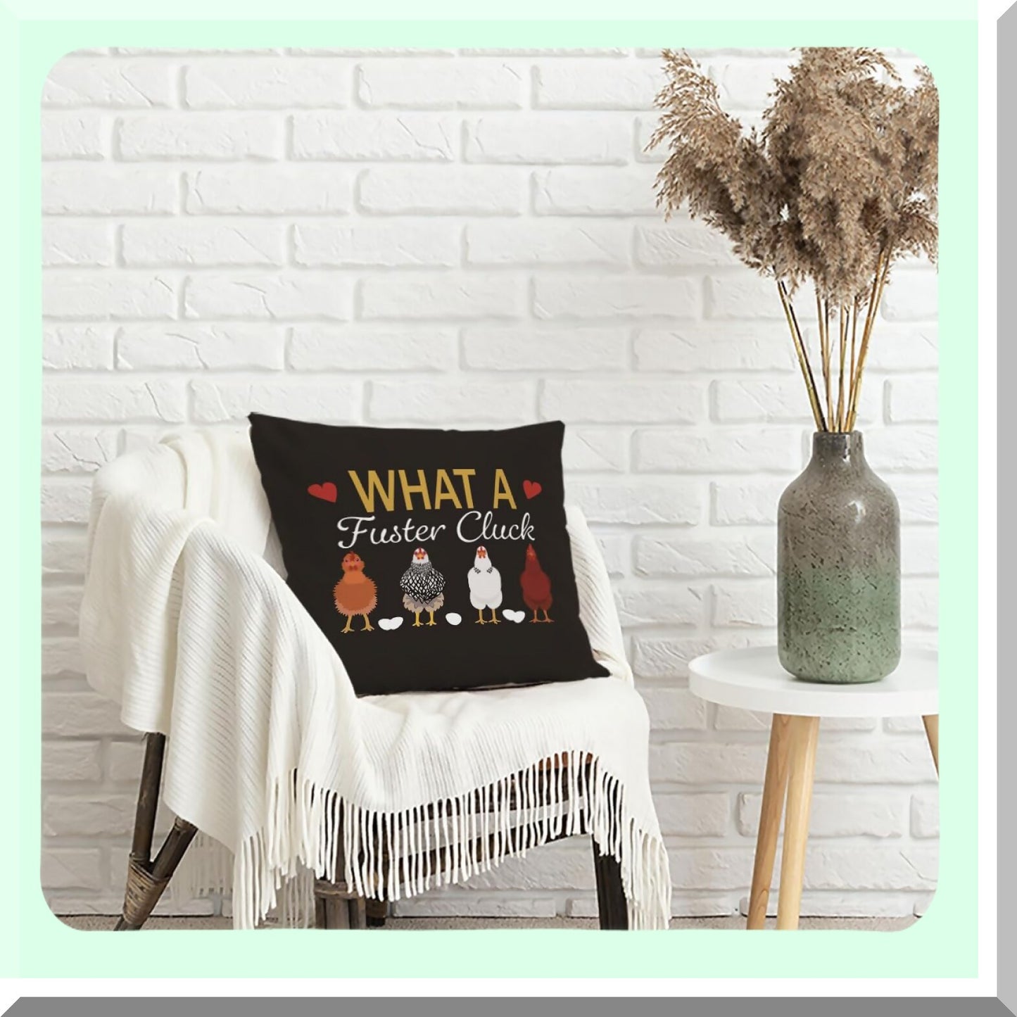 Cluckin' Cozy Farmhouse Pillow Covers - Funny Chicken Theme Cushion Cases for 18x18 Throw Pillows - Quirky Farm Decor Accent Pieces