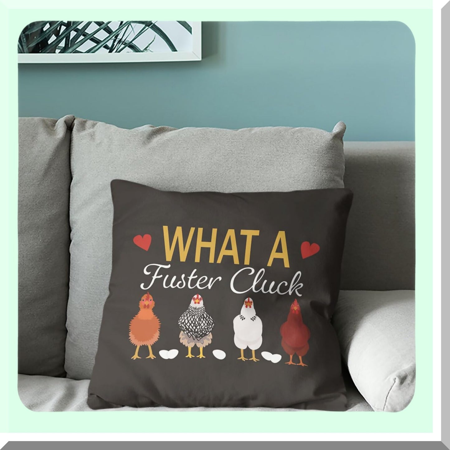 Cluckin' Cozy Farmhouse Pillow Covers - Funny Chicken Theme Cushion Cases for 18x18 Throw Pillows - Quirky Farm Decor Accent Pieces