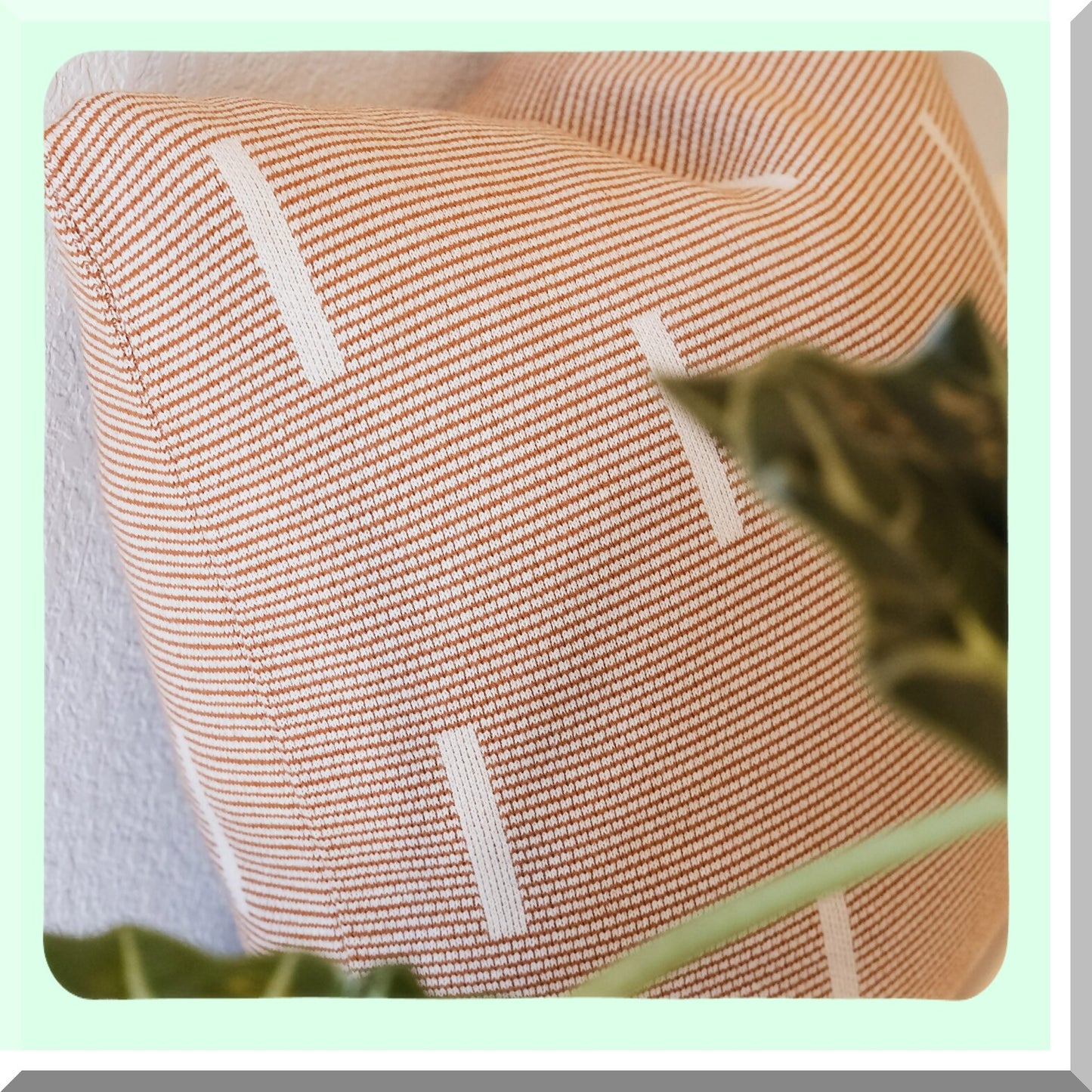 Modern Geometric Dash Lines Cotton Throw Pillow Cover - Rust Cream - Soft Knitted 18x18 Square Decorative Cushion Case - Home Decor Accent