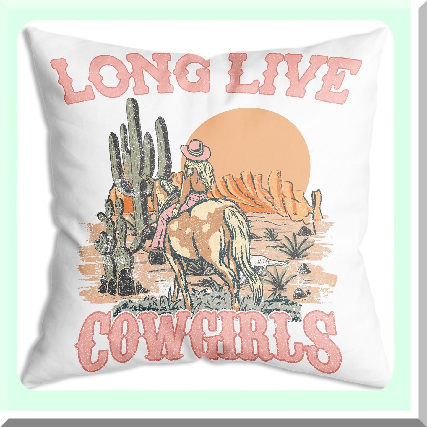 Cowgirl Chic Western Throw Pillow Cover - Retro Soft Cushion Decor for Sofa Couch Bed 18x18 Inch - Skincare Sister Gift