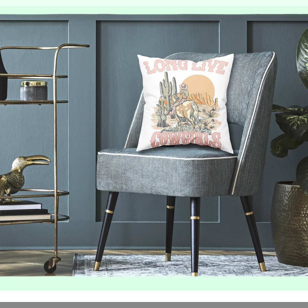 Cowgirl Chic Western Throw Pillow Cover - Retro Soft Cushion Decor for Sofa Couch Bed 18x18 Inch - Skincare Sister Gift