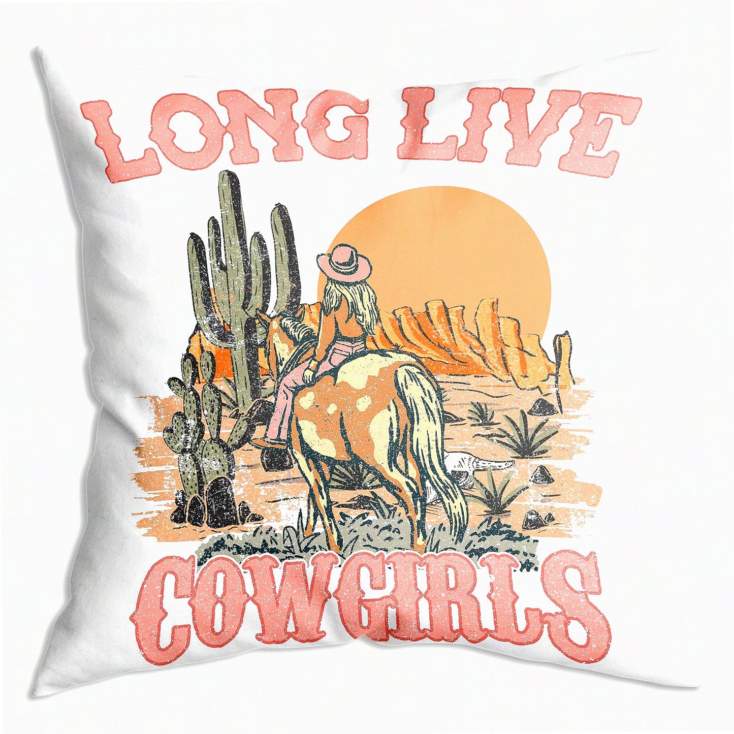Cowgirl Chic Western Throw Pillow Cover - Retro Soft Cushion Decor for Sofa Couch Bed 18x18 Inch - Skincare Sister Gift