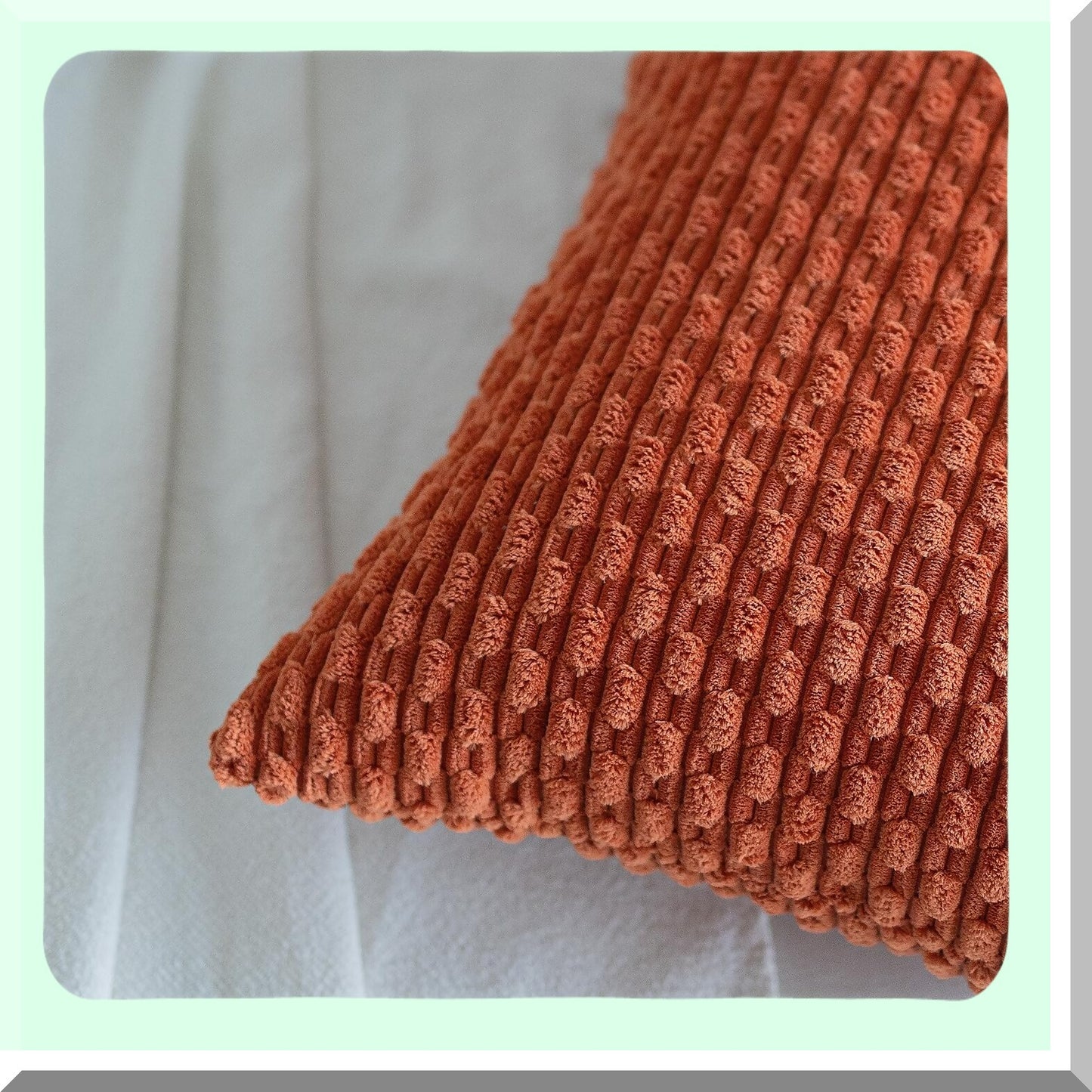 CozyStripe Corduroy Pillow Covers - Set of 2 Soft Boho Farmhouse Decor for Sofa, Couch, Bed - 18x18 Inch Rustic Square Throw Pillow Cases for Living Room