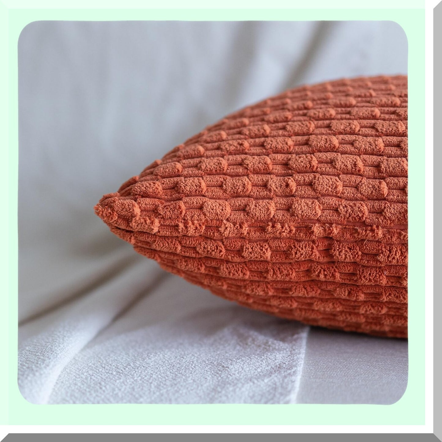 CozyStripe Corduroy Pillow Covers - Set of 2 Soft Boho Farmhouse Decor for Sofa, Couch, Bed - 18x18 Inch Rustic Square Throw Pillow Cases for Living Room