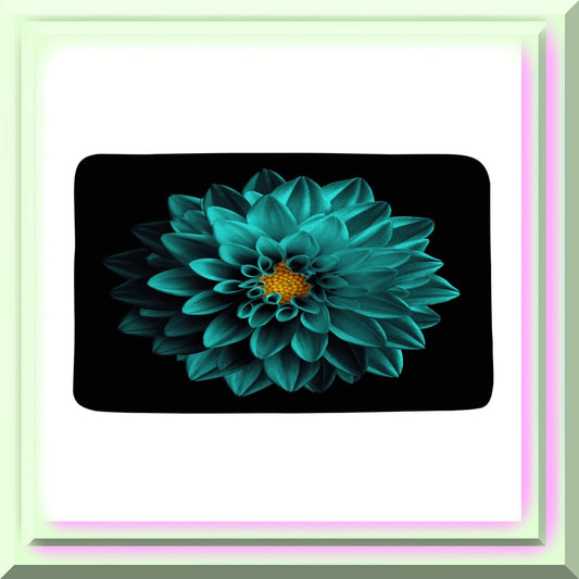 Dahlia Bath Mat Black Background 18x30 Inch