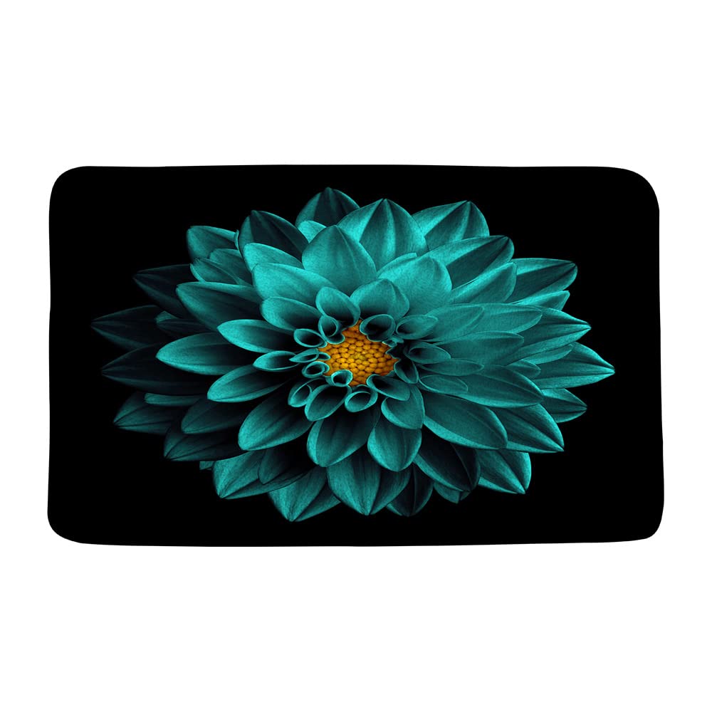 Dahlia Bath Mat Black Background 18x30 Inch