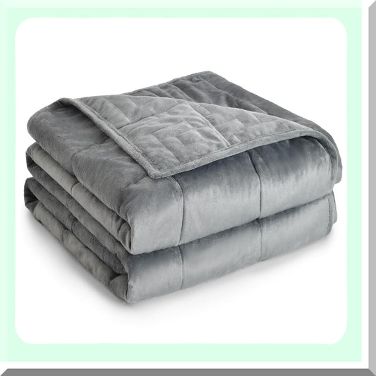 CalmRest Twin Weighted Blanket - 15lbs, Soft Warm Fabric, Perfect for Sleep & Relaxation, Adult Heavy Blanket for Sofa or Bed, Grey, 48x72 inches
