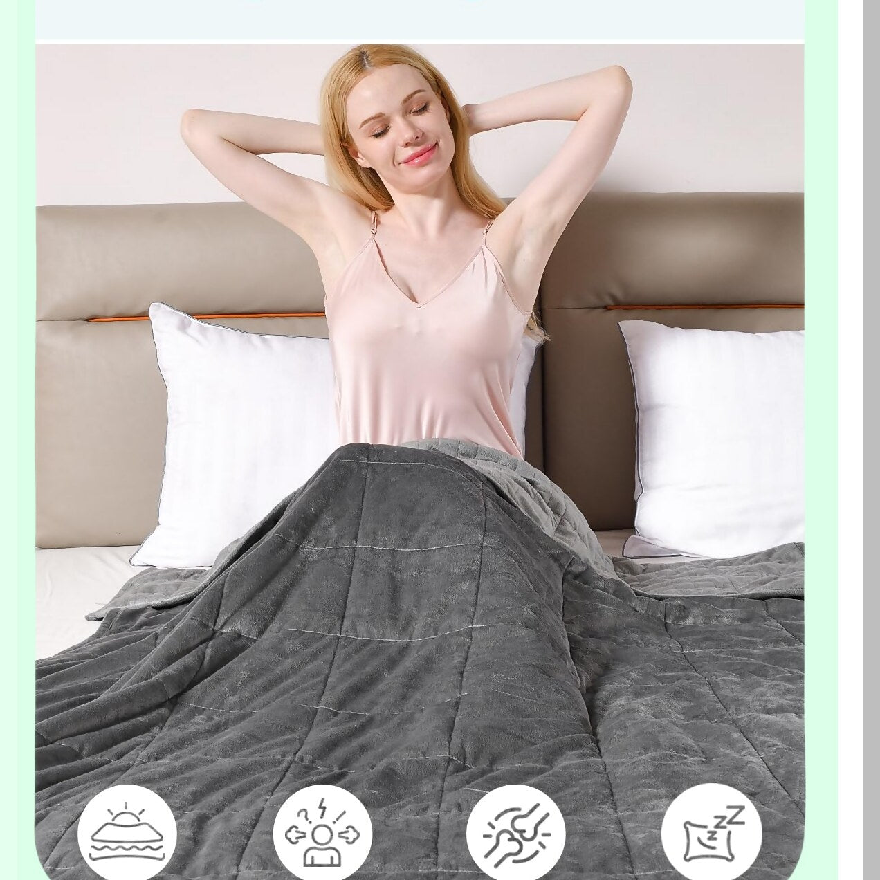 CalmRest Twin Weighted Blanket - 15lbs, Soft Warm Fabric, Perfect for Sleep & Relaxation, Adult Heavy Blanket for Sofa or Bed, Grey, 48x72 inches